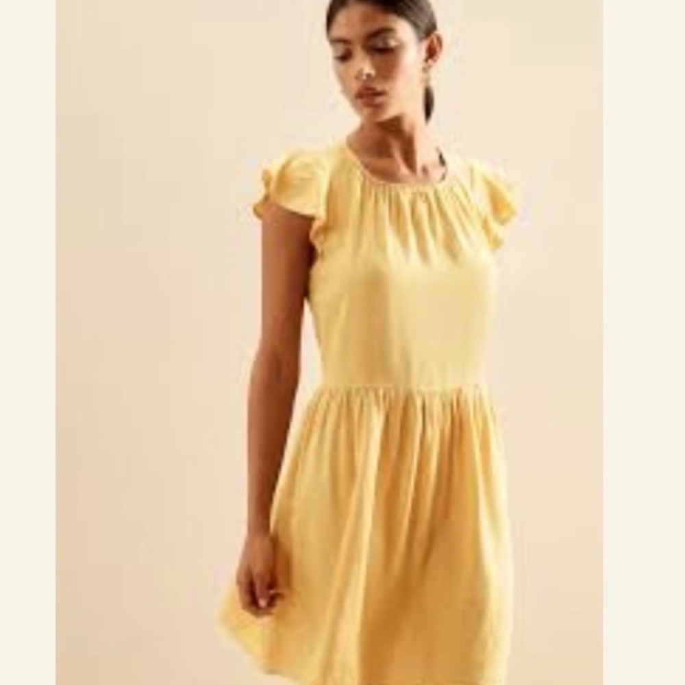 Banana Republic Linen Blend Flutter Dress in California Calm Size Large